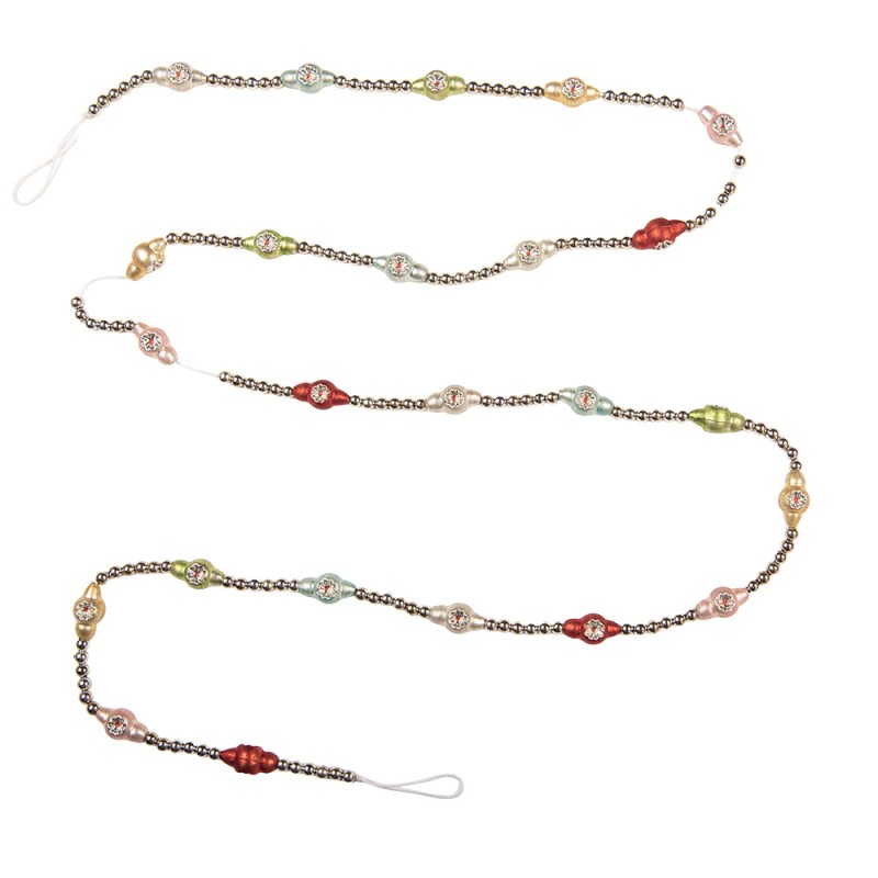 Clayre & Eef Decoration Christmas Garland Ø 2x180 cm Silver colored Glass