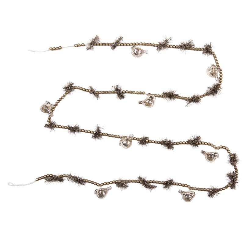 Clayre & Eef Decoration Christmas Garland Ø 2x180 cm Silver colored Glass