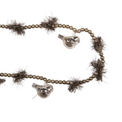 Clayre & Eef Decoration Christmas Garland Ø 2x180 cm Silver colored Glass