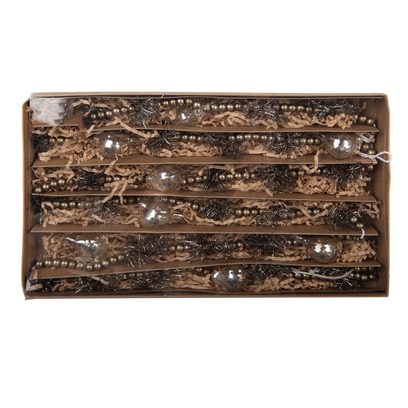 Clayre & Eef Decoration Christmas Garland Ø 2x180 cm Silver colored Glass