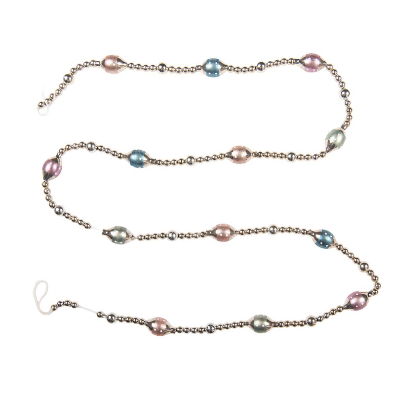 Clayre & Eef Decoration Christmas Garland Ø 2x180 cm Silver colored Glass