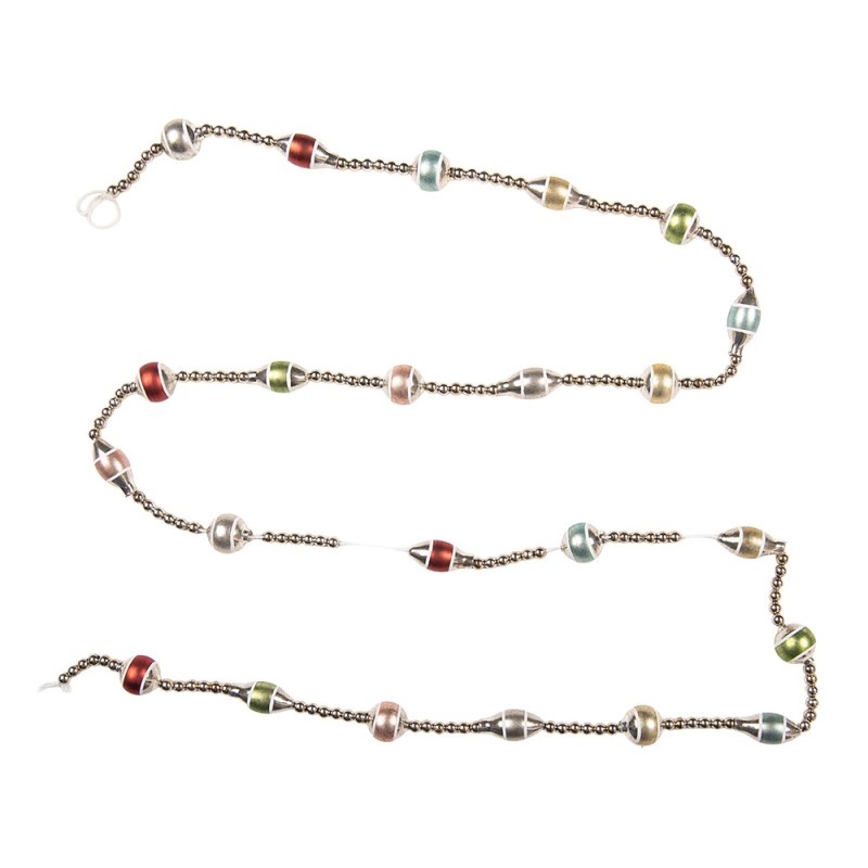 Clayre & Eef Decoration Christmas Garland Ø 2x180 cm Silver colored Glass