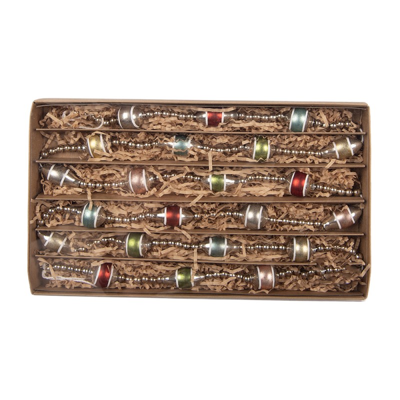 Clayre & Eef Decoration Christmas Garland Ø 2x180 cm Silver colored Glass