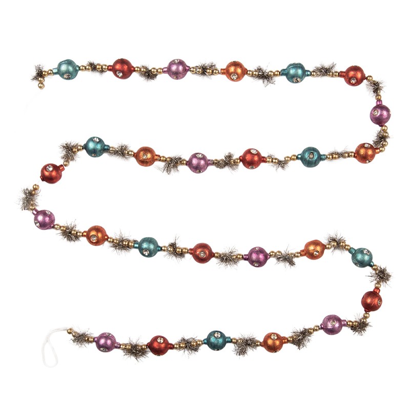 Clayre & Eef Decoration Christmas Garland Ø 2x180 cm Silver colored Glass