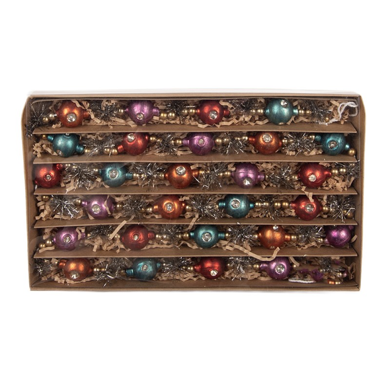 Clayre & Eef Decoration Christmas Garland Ø 2x180 cm Silver colored Glass