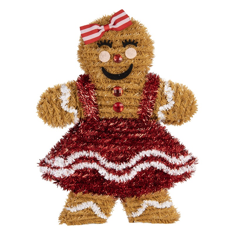Clayre & Eef Décoration de Noël Bonhomme en pain d‘épice 22x4x28 cm Marron Plastique