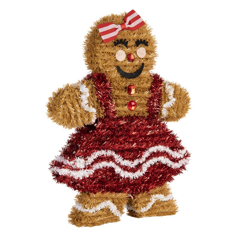 Clayre & Eef Décoration de Noël Bonhomme en pain d‘épice 22x4x28 cm Marron Plastique
