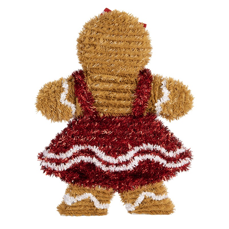 Clayre & Eef Décoration de Noël Bonhomme en pain d‘épice 22x4x28 cm Marron Plastique