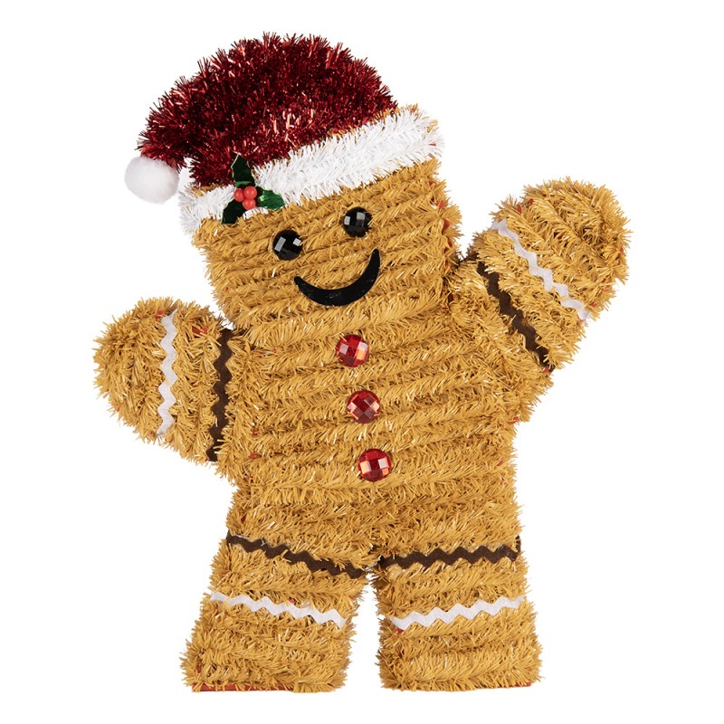 Clayre & Eef Décoration de Noël Bonhomme en pain d‘épice 25x4x30 cm Marron Plastique