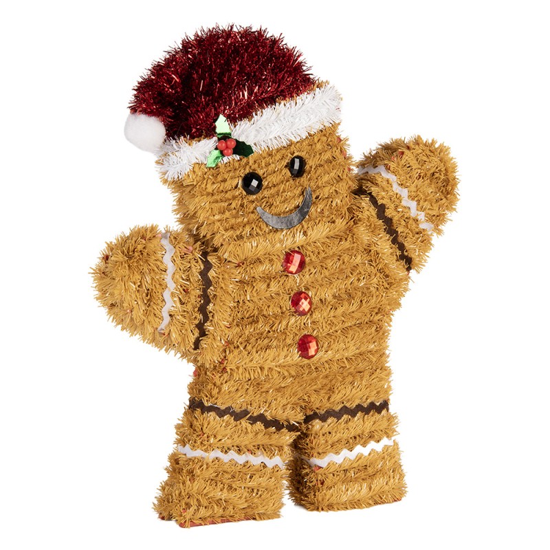 Clayre & Eef Décoration de Noël Bonhomme en pain d‘épice 25x4x30 cm Marron Plastique