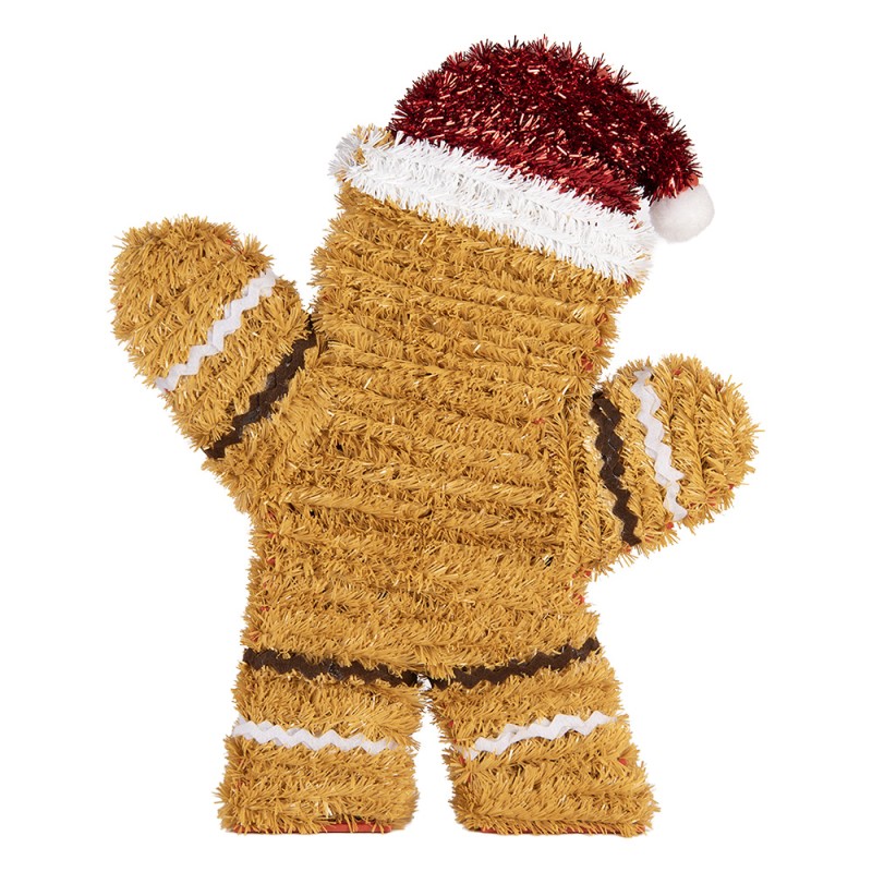 Clayre & Eef Décoration de Noël Bonhomme en pain d‘épice 25x4x30 cm Marron Plastique