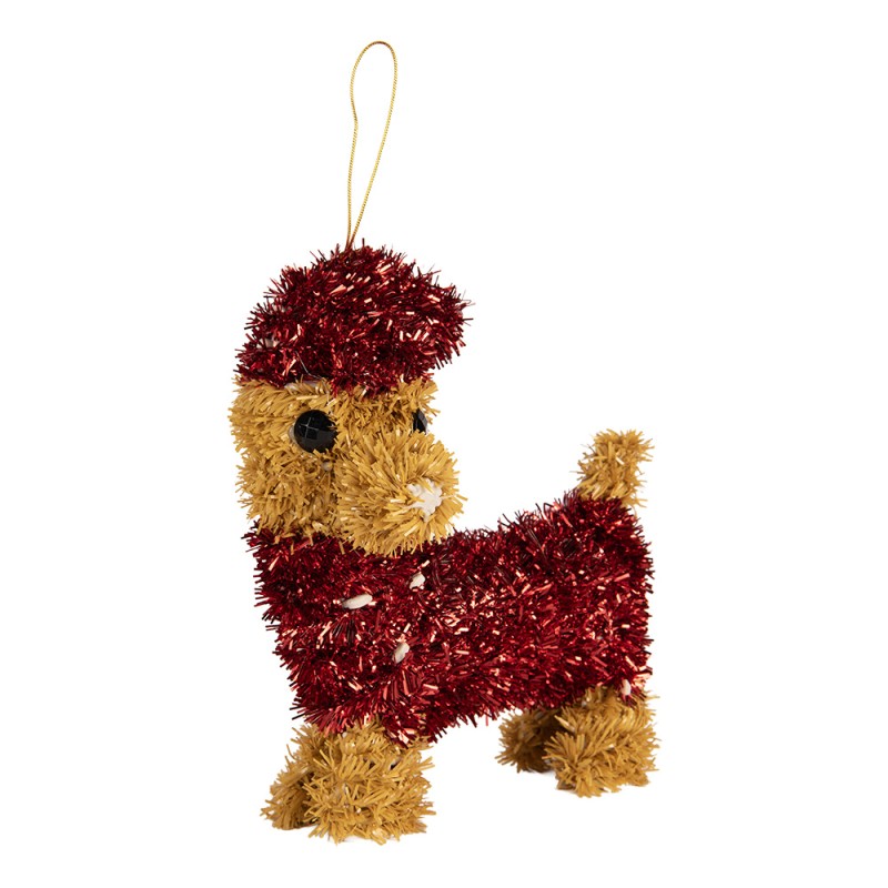Clayre & Eef Christmas Ornament Dog 13x7x15 cm Brown Plastic