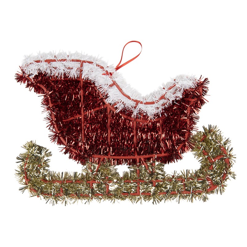 Clayre & Eef Christmas Ornament Sled 35x2x23 cm Red Plastic