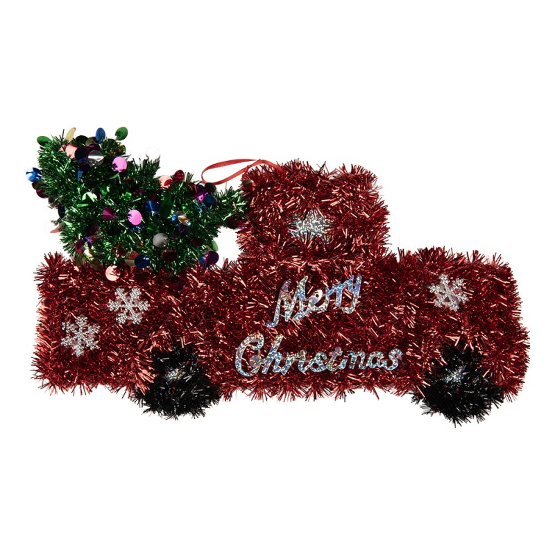 Clayre & Eef Weihnachtsanhänger Auto 36x2x20 cm Rot Kunststoff