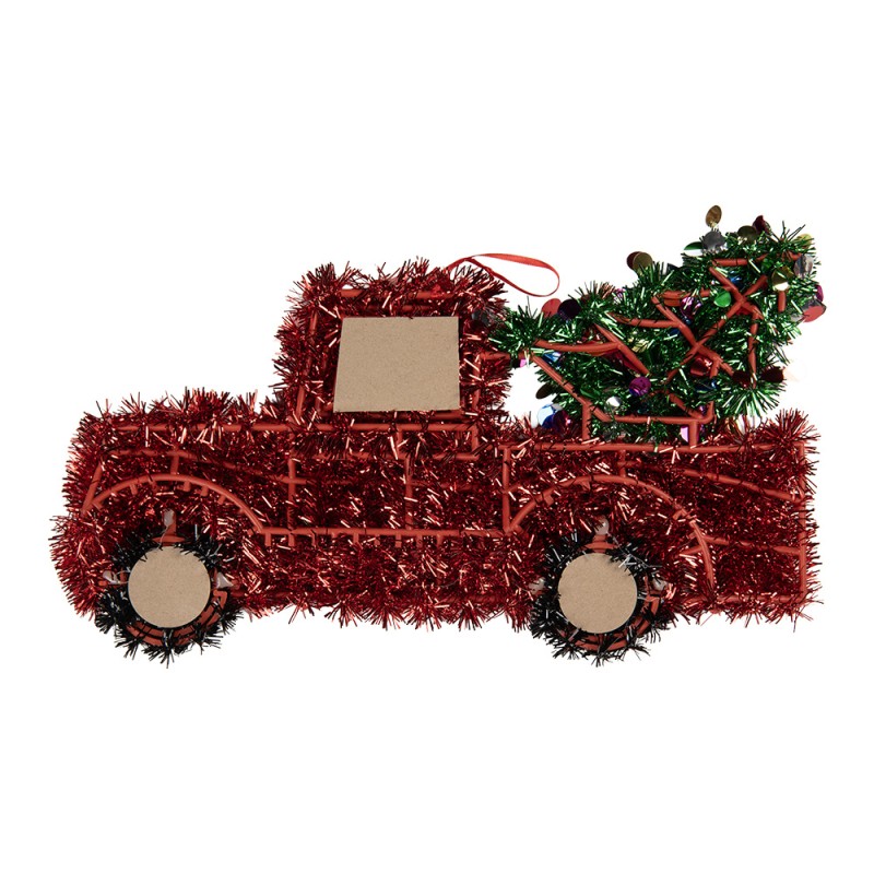 Clayre & Eef Weihnachtsanhänger Auto 36x2x20 cm Rot Kunststoff