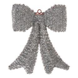 Clayre & Eef Decoration Bow 35x4x42 cm Silver colored Plastic