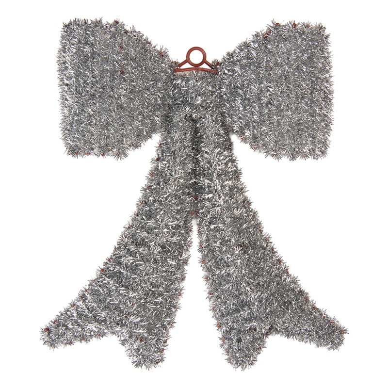 Clayre & Eef Decoration Bow 35x4x42 cm Silver colored Plastic