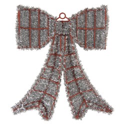 Clayre & Eef Decoration Bow 35x4x42 cm Silver colored Plastic