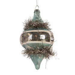 Clayre & Eef Boule de Noël Ø 7x13 cm Bleu Verre