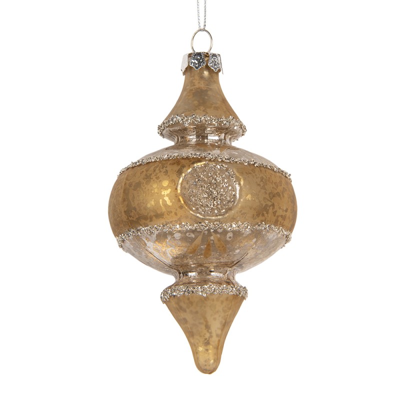 Clayre & Eef Boule de Noël Ø 7x13 cm Couleur or Verre