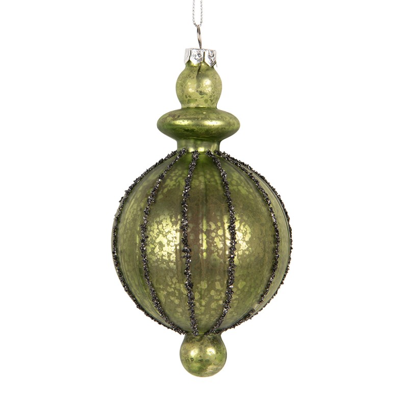 Clayre & Eef Boule de Noël 7x6x13 cm Vert Verre