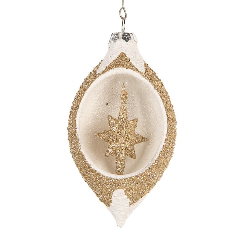 Clayre & Eef Boule de Noël 7x6x12 cm Couleur or Verre