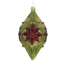 Clayre & Eef Boule de Noël 8x7x15 cm Vert Verre