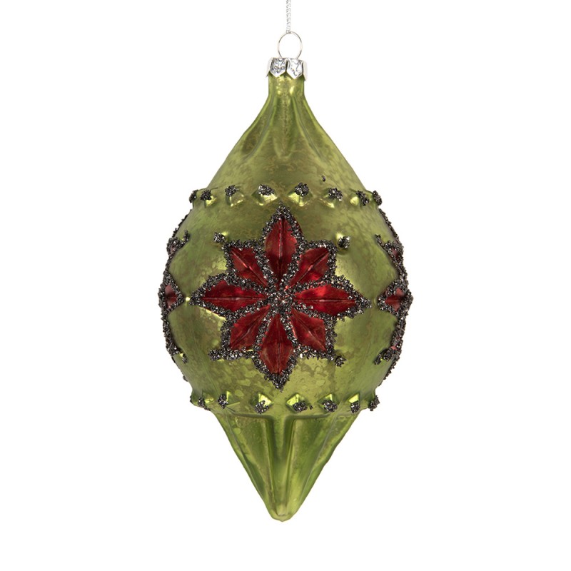 Clayre & Eef Boule de Noël 8x7x15 cm Vert Verre