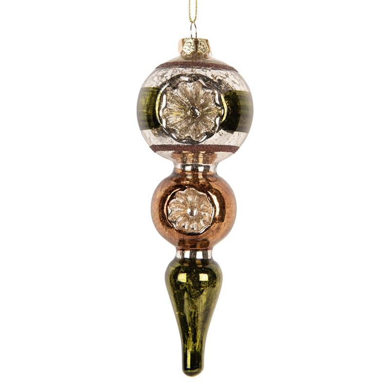 Clayre & Eef Boule de Noël Ø 6x17 cm Vert Verre