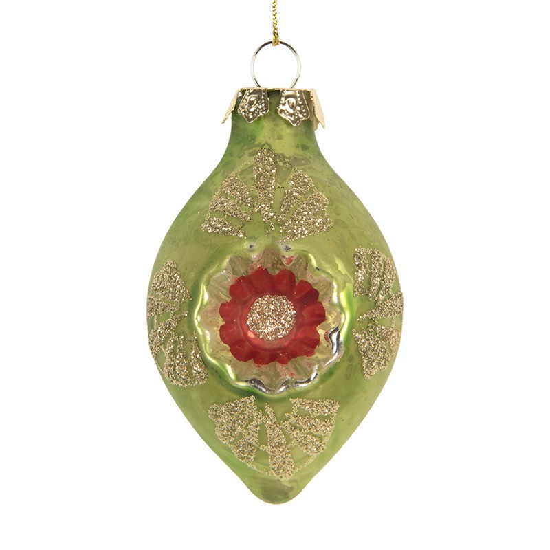 Clayre & Eef Palla di natale Ø 5x8 cm Verde Vetro