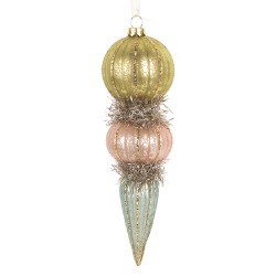 Clayre & Eef Boule de Noël Ø 6x18 cm Vert Verre