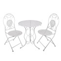 Clayre & Eef Bistro Set Bistro Table Bistro Chair Set of 3 Ø 60x70 / 50x40x93 cm White Metal