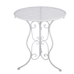 Clayre & Eef Bistro Set Bistro Table Bistro Chair Set of 3 Ø 60x70 / 50x40x93 cm White Metal