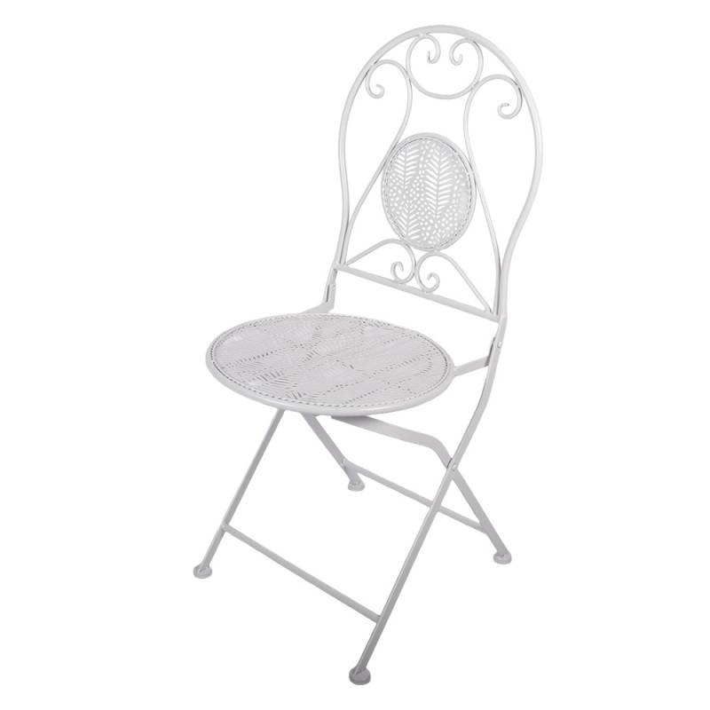 Clayre & Eef Bistro Set Bistro Table Bistro Chair Set of 3 Ø 60x70 / 50x40x93 cm White Metal