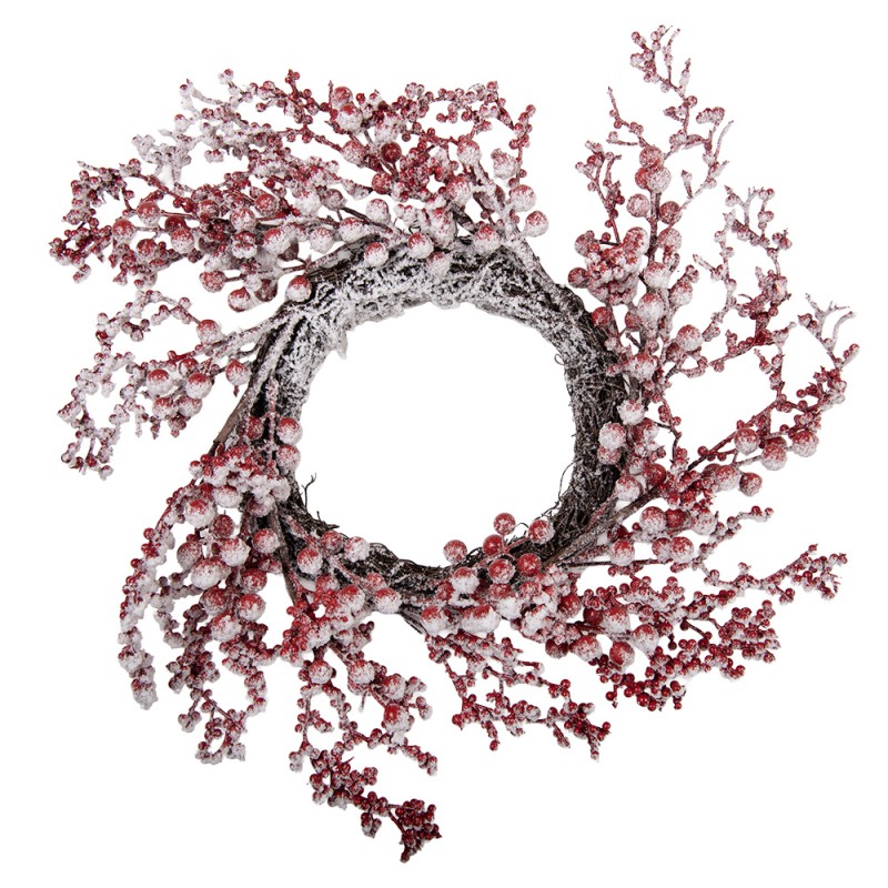 Clayre & Eef Weihnachtskranz Ø 55x10 cm Weiß Kunststoff