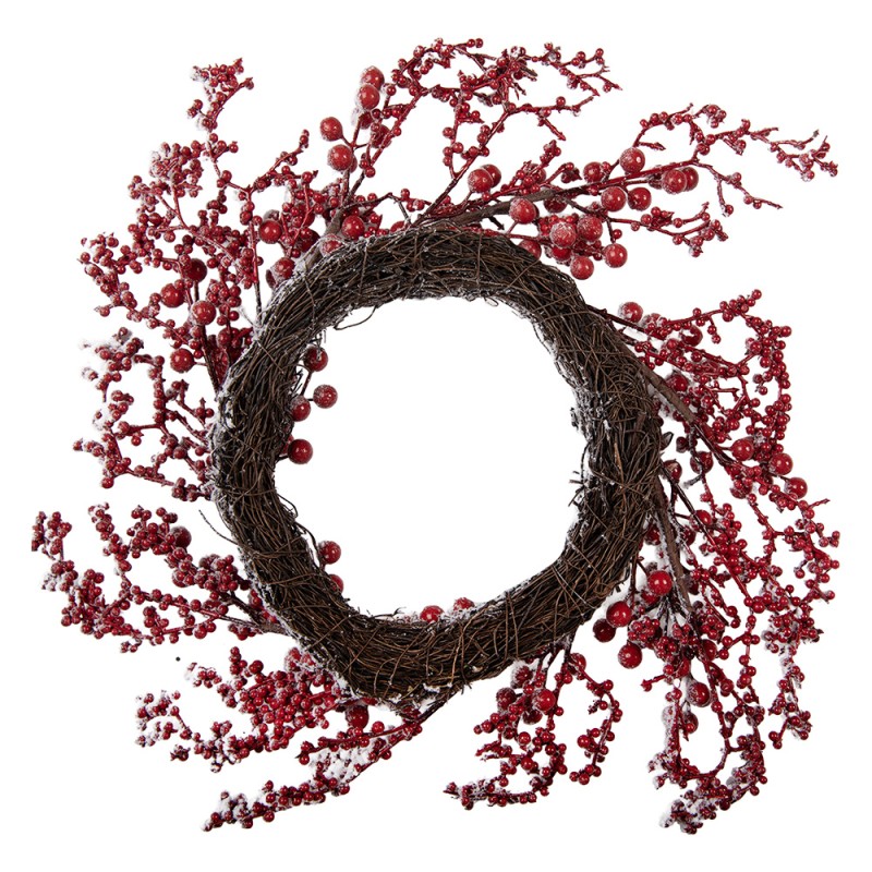 Clayre & Eef Weihnachtskranz Ø 55x10 cm Weiß Kunststoff