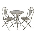 Clayre & Eef Bistro Set Bistro Table Bistro Chair Set of 3 Ø 60x70 / 50x40x93 cm Green Metal