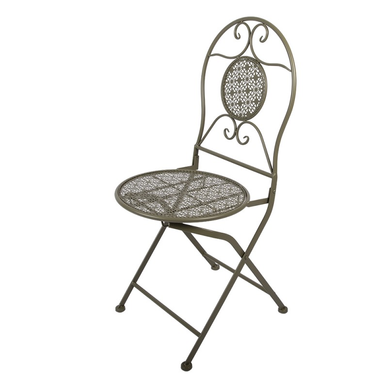 Clayre & Eef Bistro Set Bistro Table Bistro Chair Set of 3 Ø 60x70 / 50x40x93 cm Green Metal