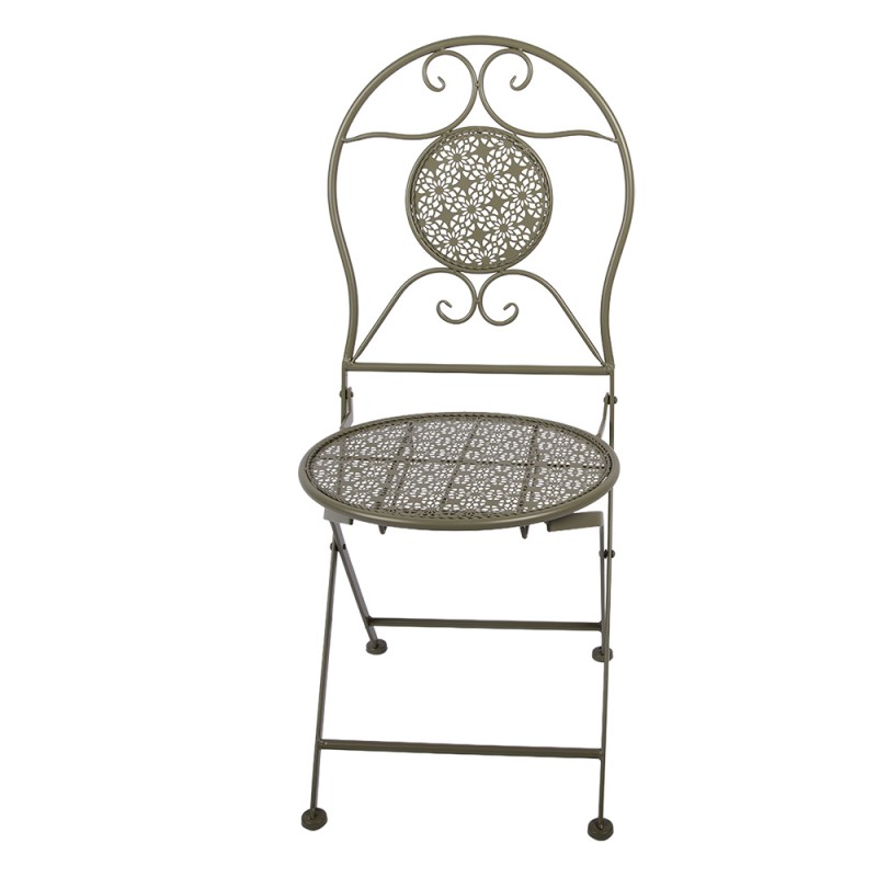 Clayre & Eef Bistro Set Bistro Table Bistro Chair Set of 3 Ø 60x70 / 50x40x93 cm Green Metal