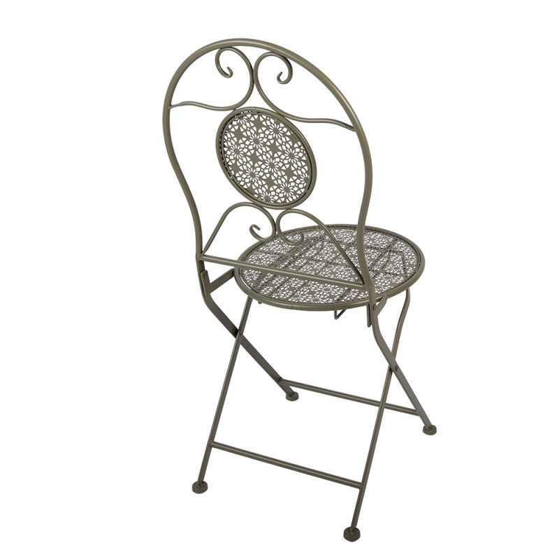 Clayre & Eef Bistro Set Bistro Table Bistro Chair Set of 3 Ø 60x70 / 50x40x93 cm Green Metal