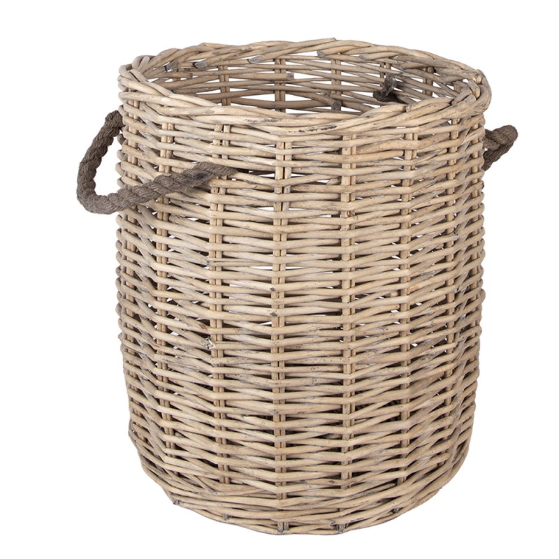 Clayre & Eef Aufbewahrungskorb 3er Set Ø 60x54 / Ø 50x50 / Ø 40x44 cm Beige Rattan