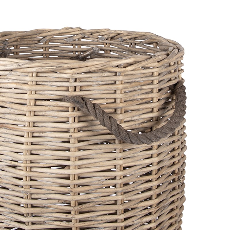 Clayre & Eef Aufbewahrungskorb 3er Set Ø 60x54 / Ø 50x50 / Ø 40x44 cm Beige Rattan