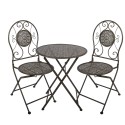 Clayre & Eef Bistro Set Bistro Table Bistro Chair Set of 3 Ø 60x71 / 50x40x93 cm Green Metal