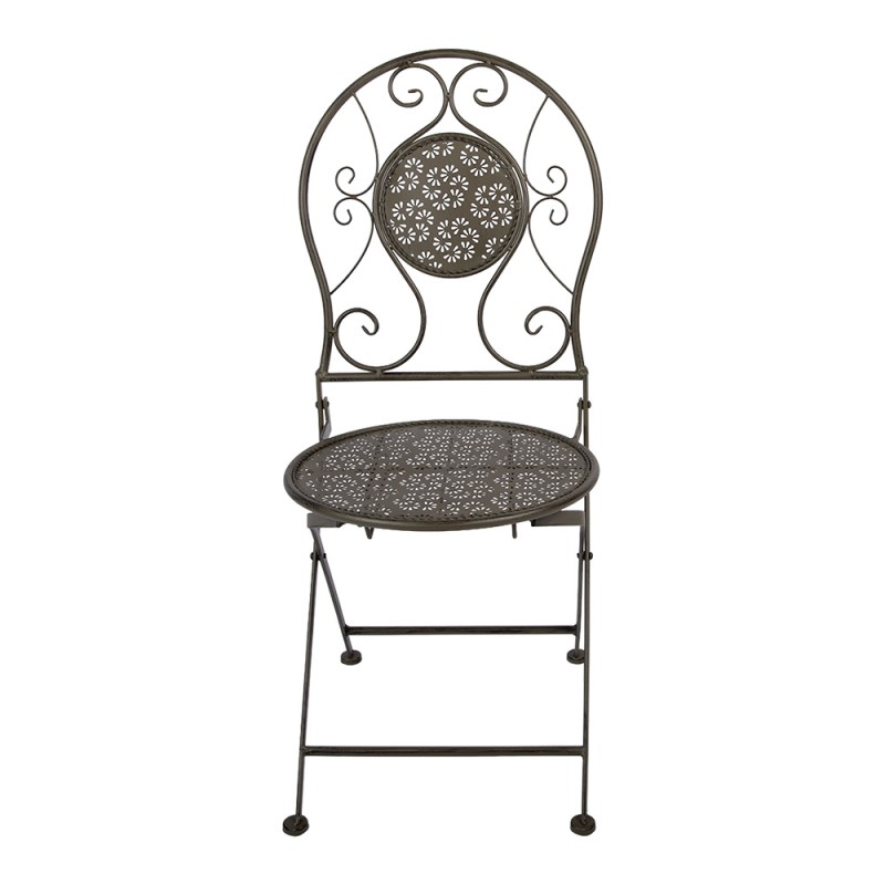 Clayre & Eef Bistro Set Bistro Table Bistro Chair Set of 3 Ø 60x71 / 50x40x93 cm Green Metal