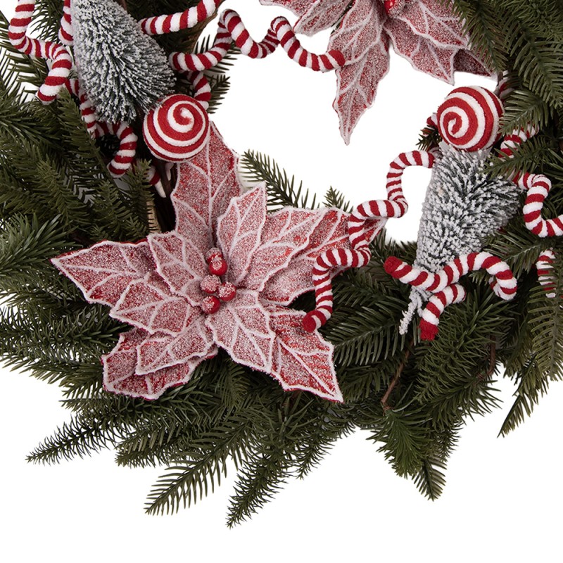 Clayre & Eef Weihnachtskranz Ø 60x20 cm Grün Kunststoff