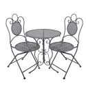 Clayre & Eef Bistro Set Bistro Table Bistro Chair Set of 3 Ø 60x71 / 50x40x93 cm Grey Metal