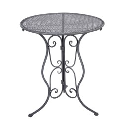 Clayre & Eef Bistro Set Bistro Table Bistro Chair Set of 3 Ø 60x71 / 50x40x93 cm Grey Metal