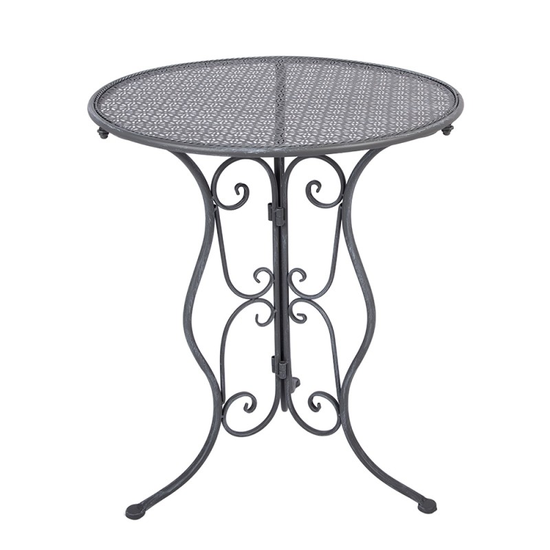 Clayre & Eef Bistro Set Bistro Table Bistro Chair Set of 3 Ø 60x71 / 50x40x93 cm Grey Metal