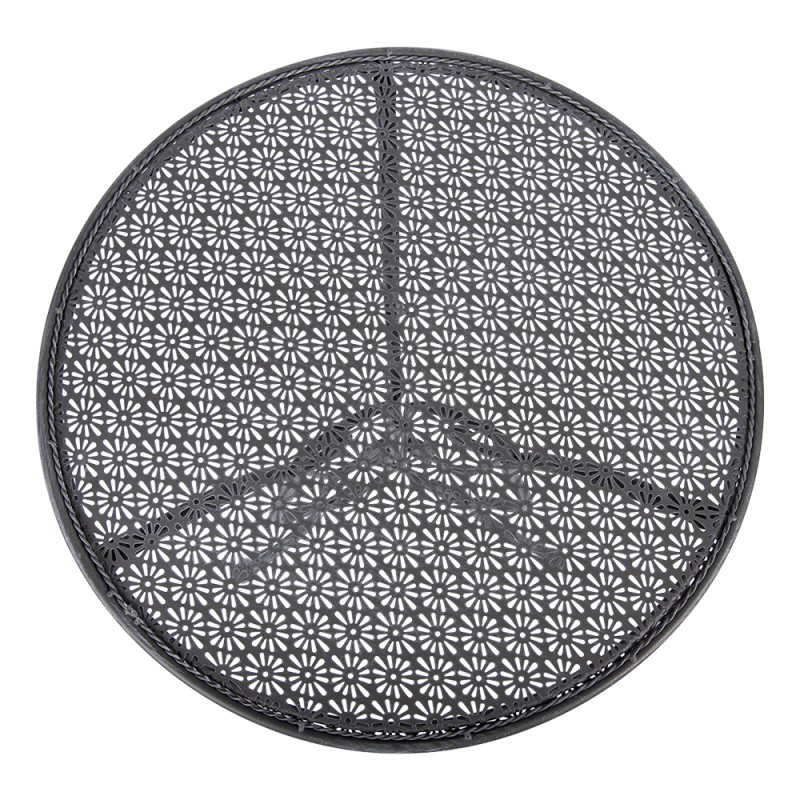 Clayre & Eef Bistro Set Bistro Table Bistro Chair Set of 3 Ø 60x71 / 50x40x93 cm Grey Metal