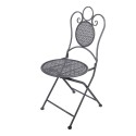 Clayre & Eef Bistro Set Bistro Table Bistro Chair Set of 3 Ø 60x71 / 50x40x93 cm Grey Metal
